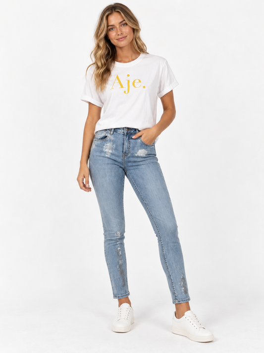 Aje T Shirt & Honey Denim Jeans