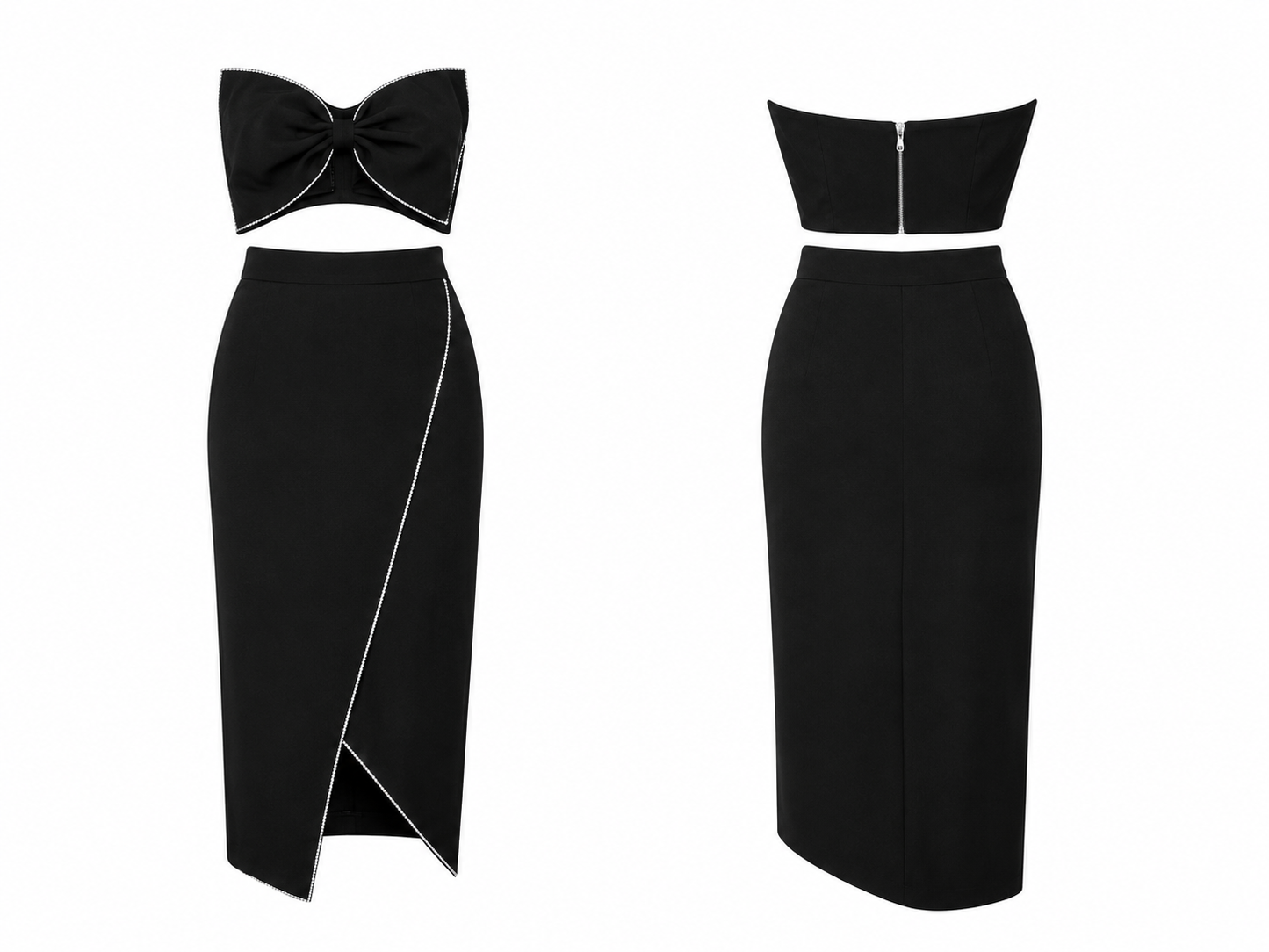 Bianca & Bridget Bow Detail Two Piece Dress with Sequins (Size 12)