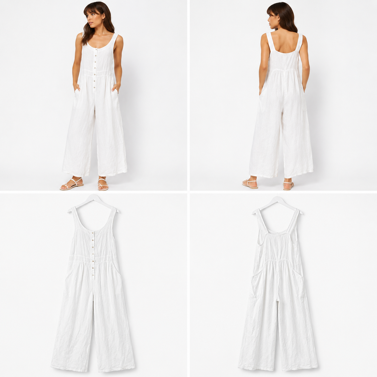 Italia Provence White 100% Linen Dress (Size M)