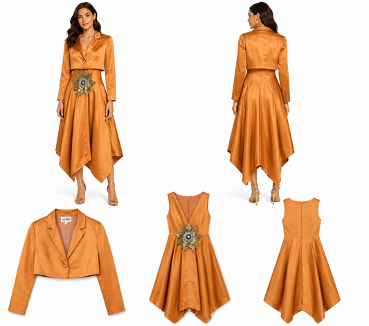 Trelise Cooper Stargaze Her Duchess Orange Satin 2 Piece (Size 6/8)