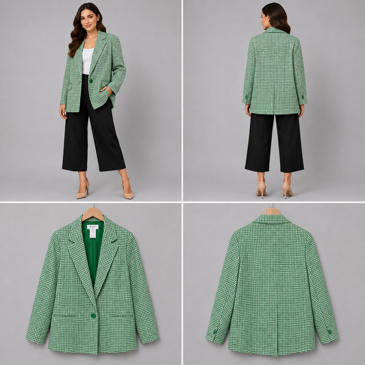 Billie Green Houndstooth Jacket (Size 16)