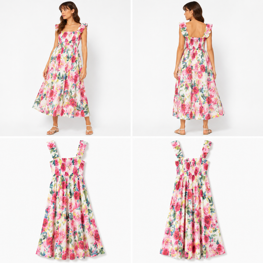 Augustine Smocked Bust Floral Dress (Size M)