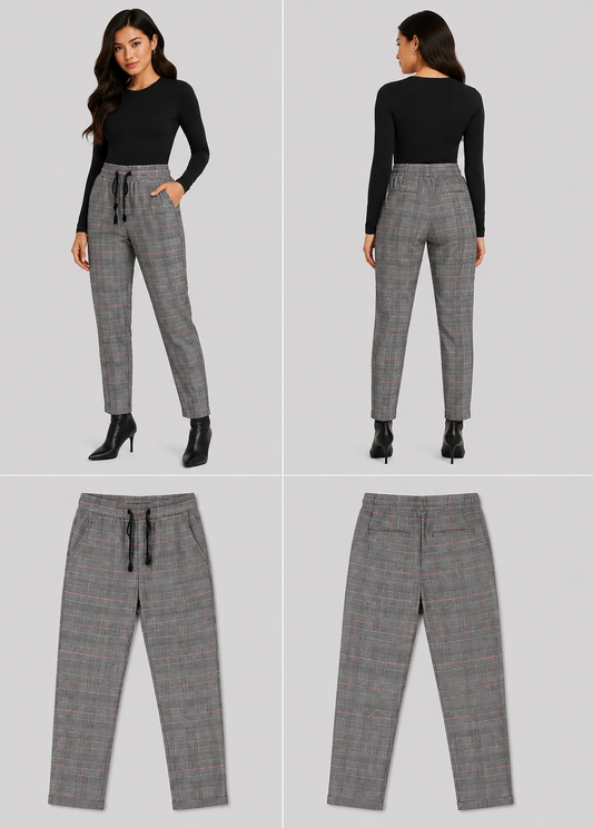 Drycopper Grey & Red Plaid Pants (Size 8)