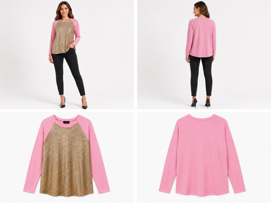 Augustine Pink & Gold Sparkle Top (Size L)