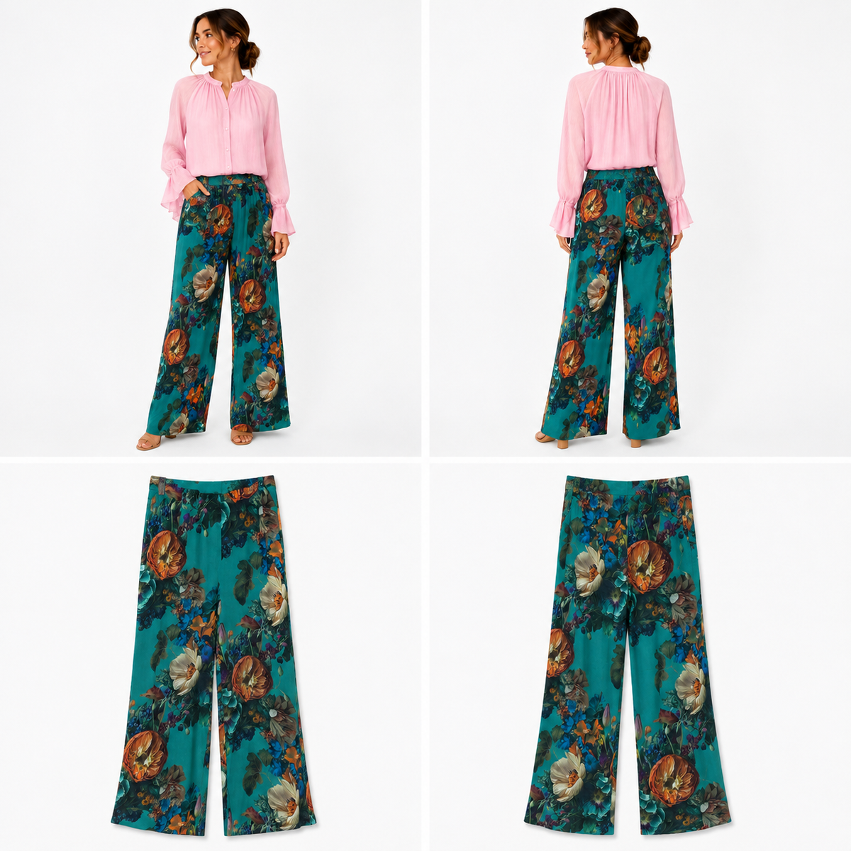 Annah Stretton Wide Leg Floral Pants (Size L)