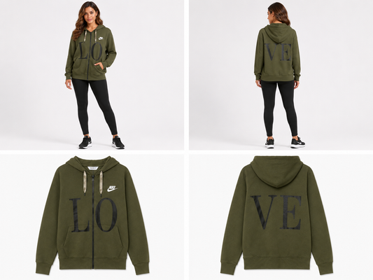 Lemon Tree Khaki Hooded Zip Sweatshirt (Size 16)