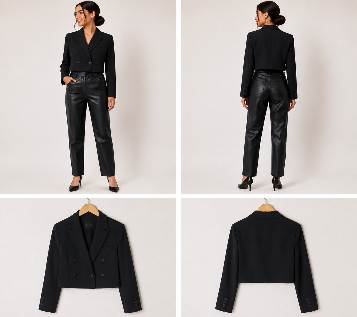 Portman Cropped Black Jacket (Size 16)