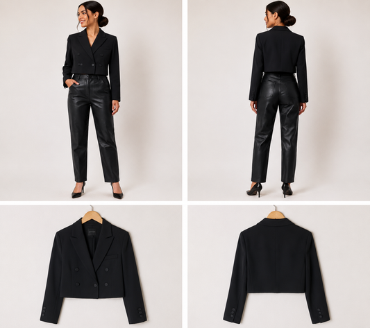Portman Cropped Black Jacket (Size 16)