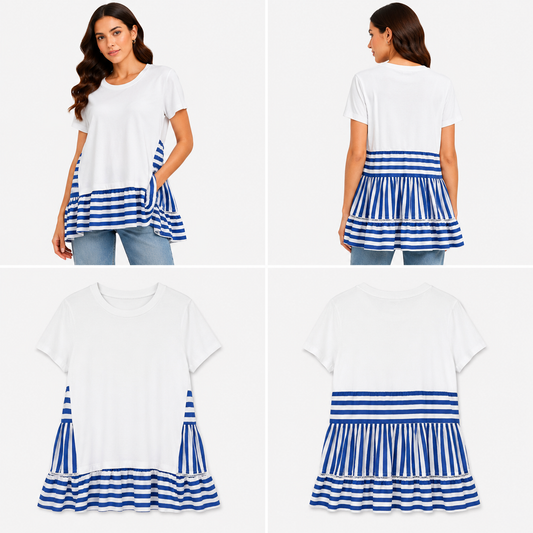 Cooper White & Navy Stripe Tee Shirt (Size S)