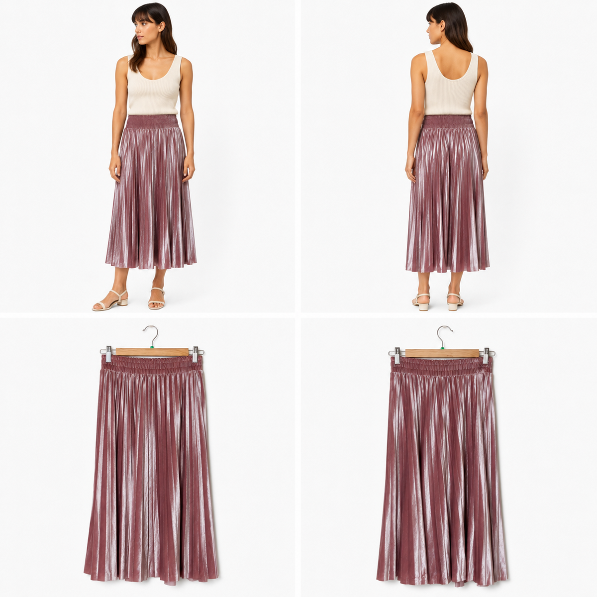Velvet Pleated Pink Skirt (Size S)