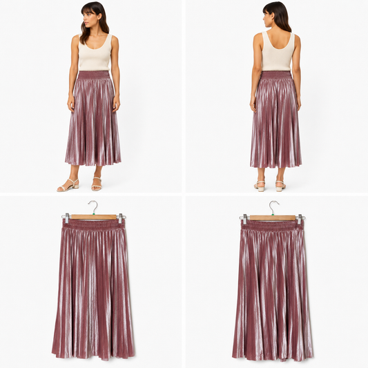 Velvet Pleated Pink Skirt (Size S)