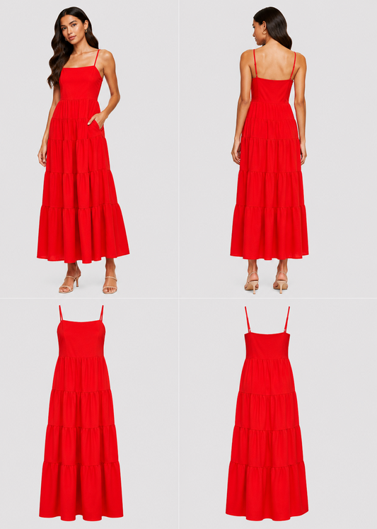 Augustine Red/Orange Maxi Dress (Size S)