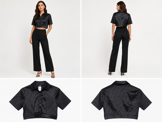 Fendi Crop Shirt Top Black (Size XS)