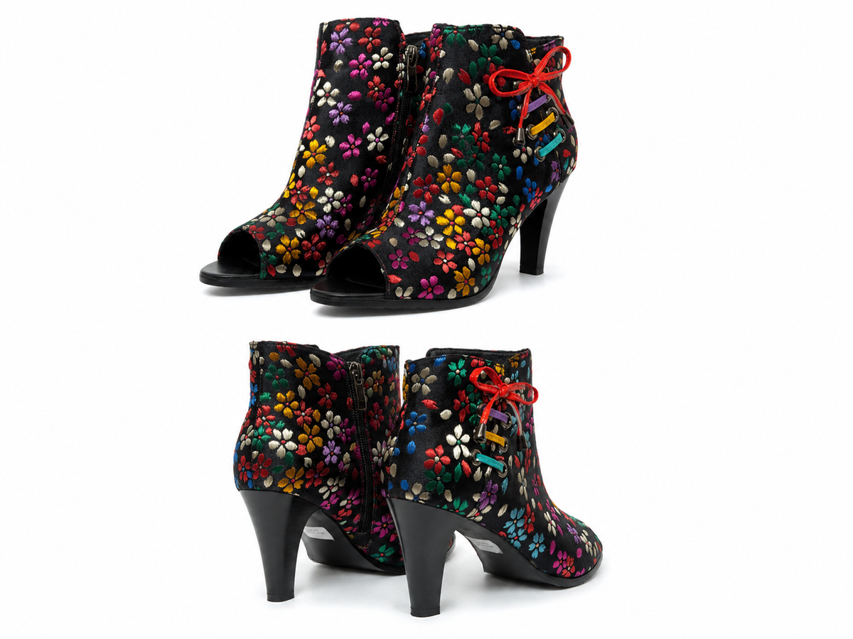 Maher Colourful Floral Open Toe Heel (Size 39)
