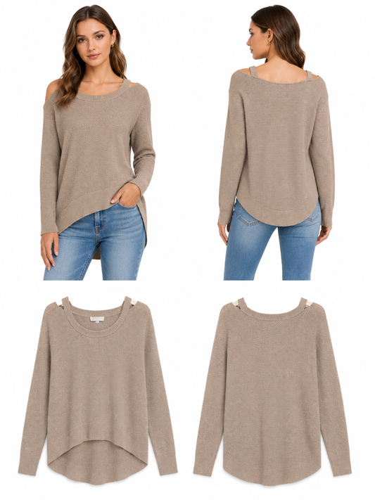 Michael Kors Gold Knit Cold Shoulder Jumper (Size S)