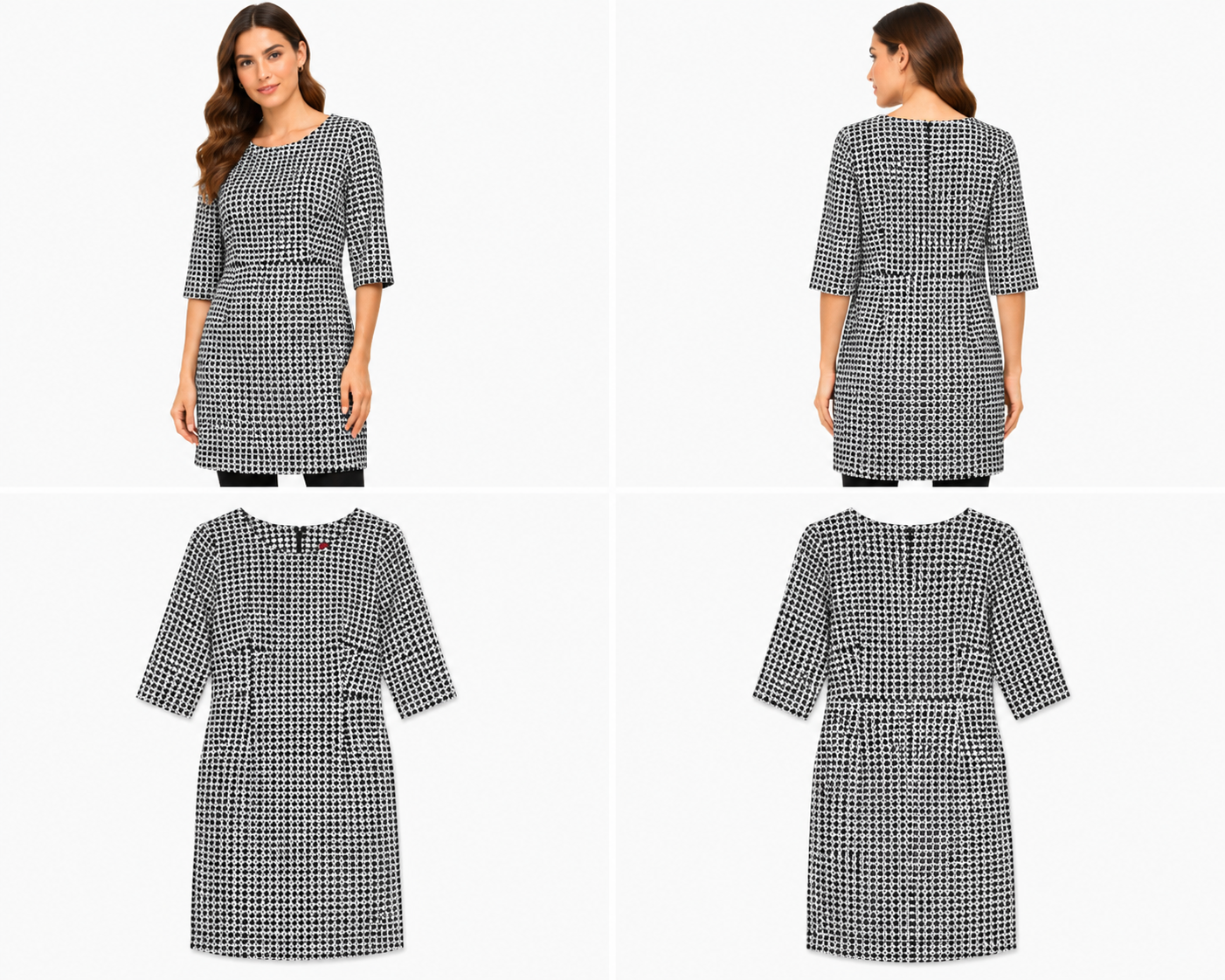 Redhead Black & White Textured Shift Dress (Size 10)