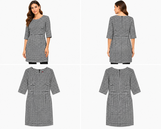 Redhead Black & White Textured Shift Dress (Size 10)