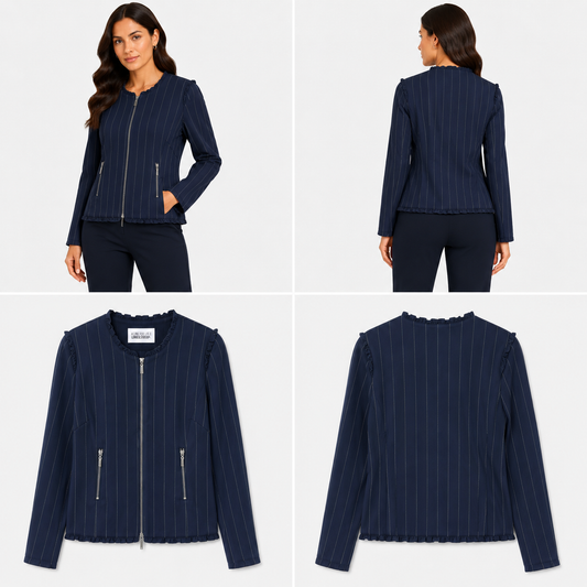 Loobie's Story Navy Pinstripe Jacket (Size 14)