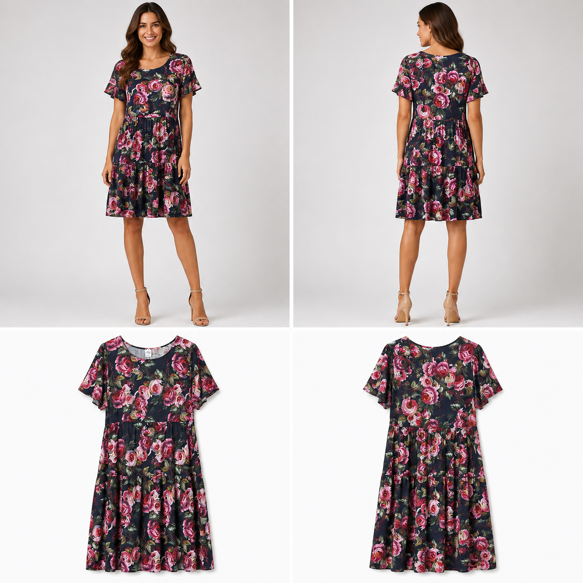 Navy & Floral Dress (Size XXL)