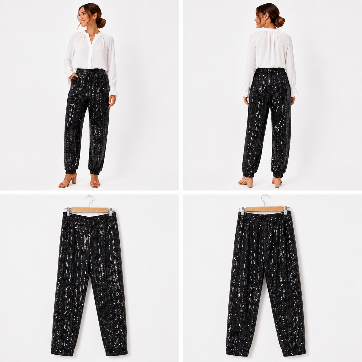 Decjuba Black Sequin Pants (Size M)