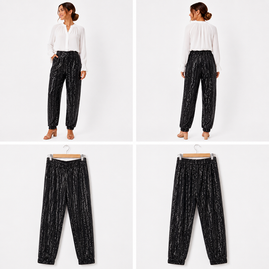 Decjuba Black Sequin Pants (Size M)