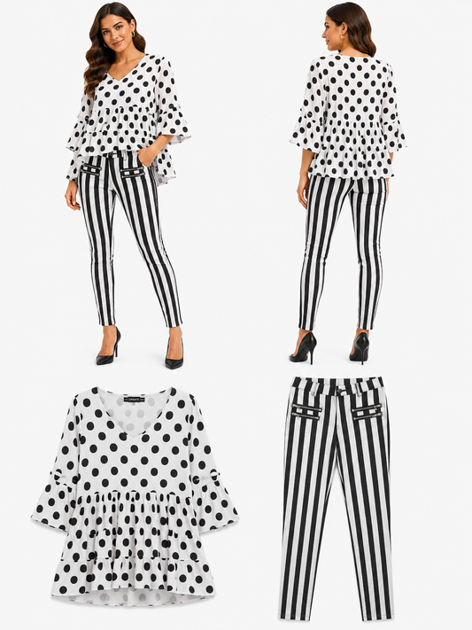 Curate White & Black Spot Top
