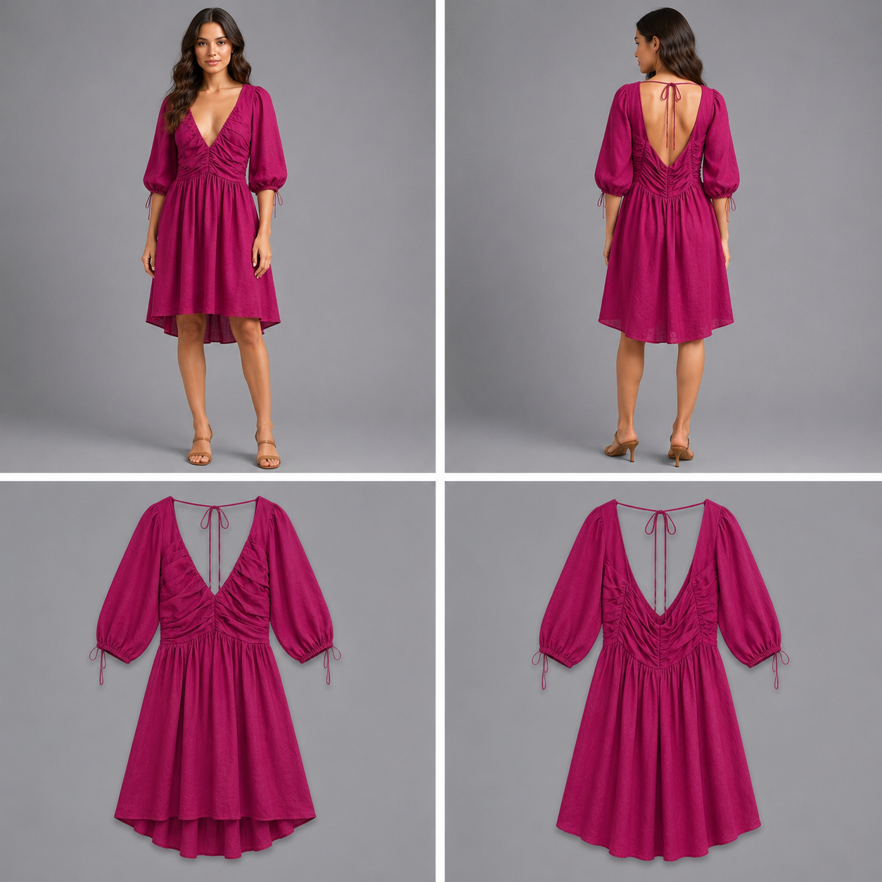 Aere Linen Midi Dress (Size 8)