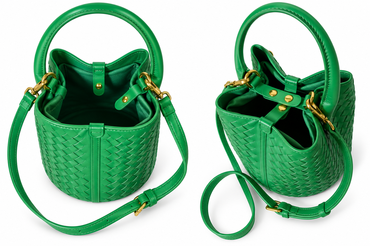 Emerald Green Woven Handbag