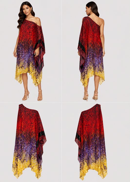 Jazmine Deep Red Jungle Print Dress (Size S)