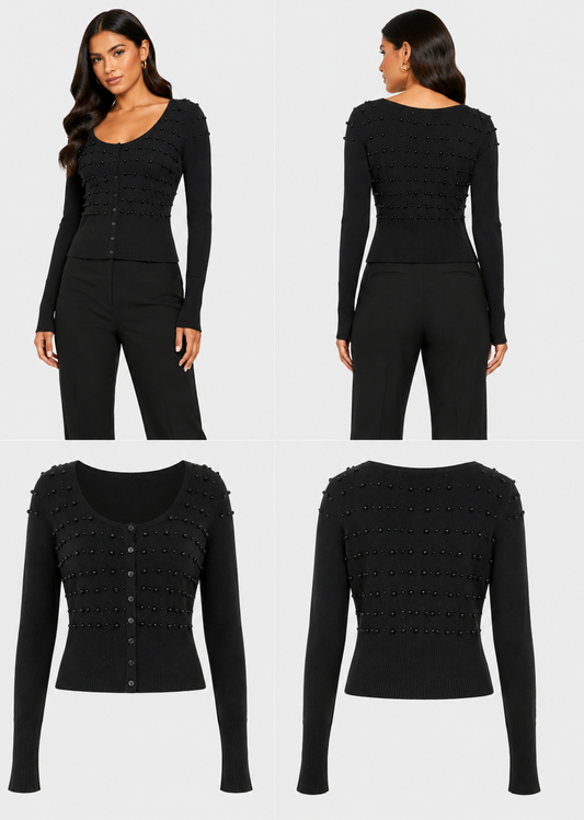 Annah Stretton Black Bead Cardigan (Size M)