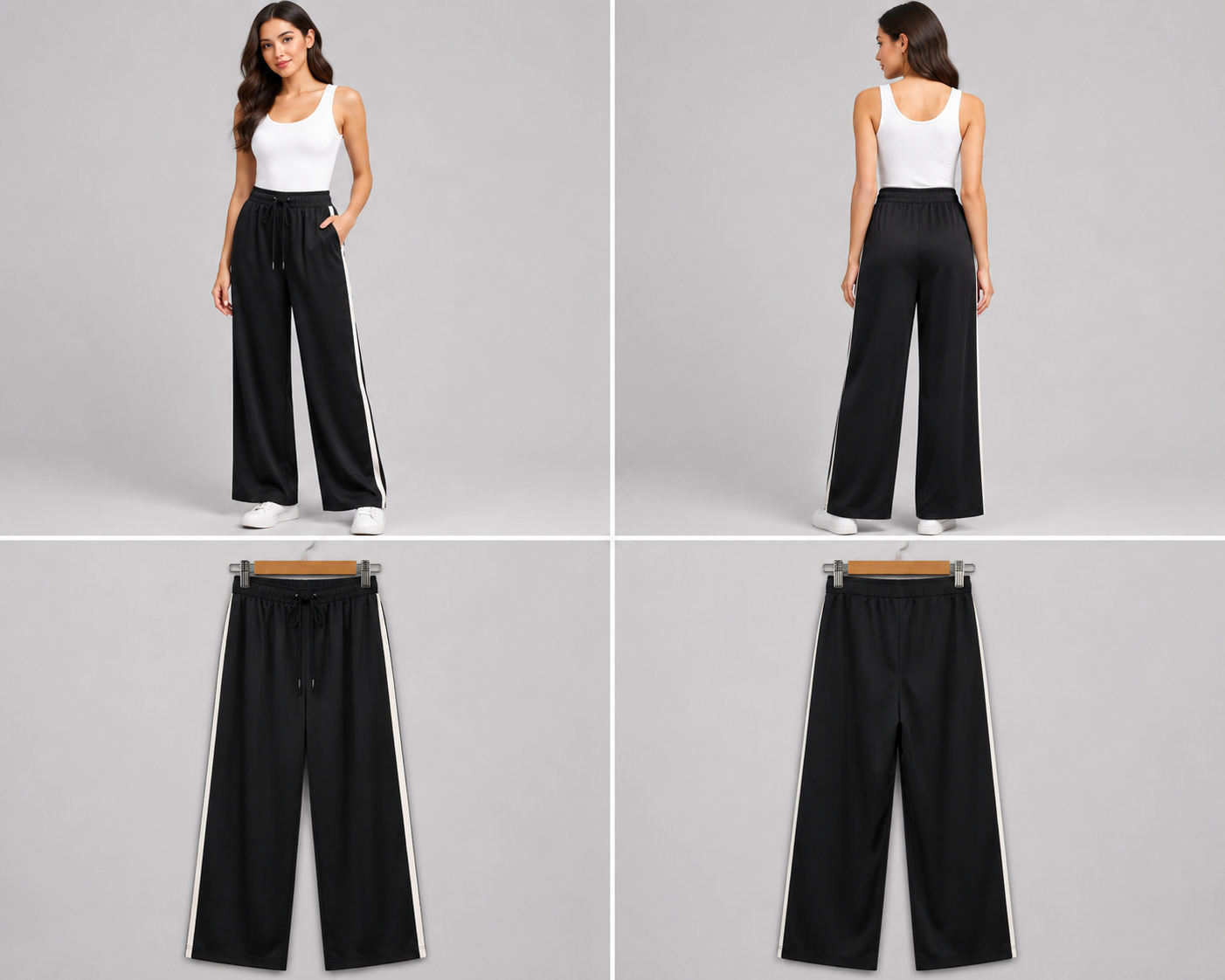 Verge Black Satin Feel Wide Leg Pants (Size 10)