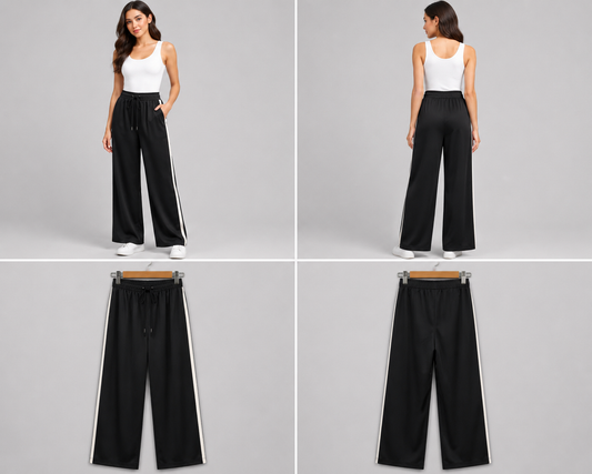 Verge Black Satin Feel Wide Leg Pants (Size 10)