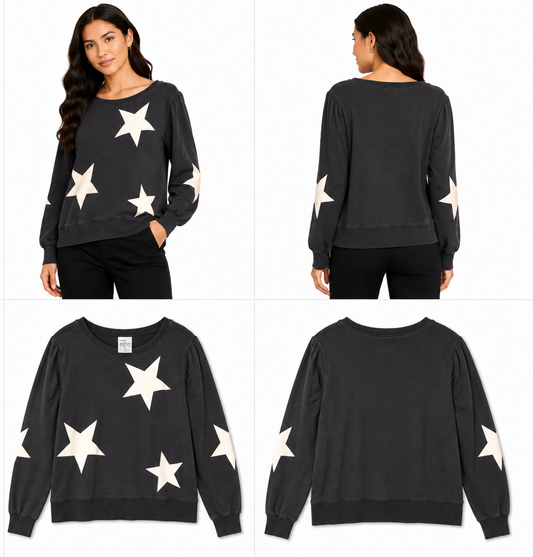 Stella & Gemma Black with White Star Sweatshirt (Size 16)