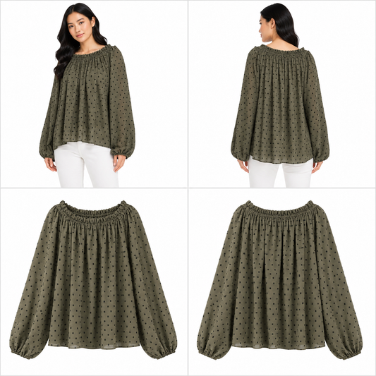 Stella & Gemma Top Green With Black Spots