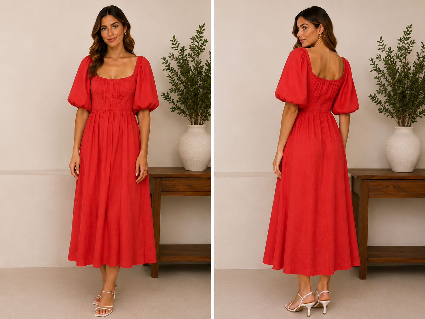 Sovere Linen Puff Sleeve Mini Dress (Size 12)
