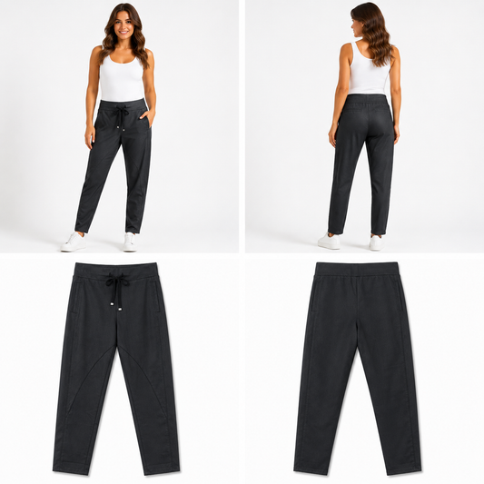 Marco Polo Wet Look Black Pants (Size 16)