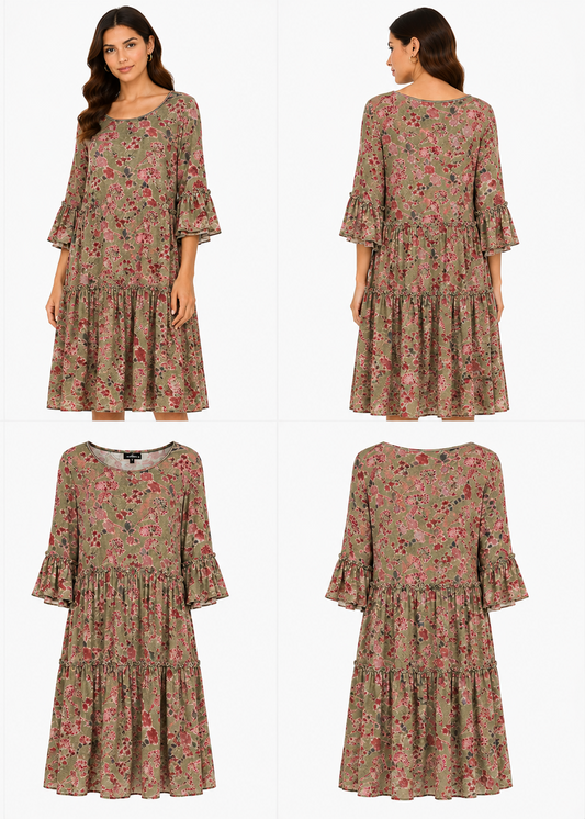 Curate Velvet Green & Pink Dress (Size S)