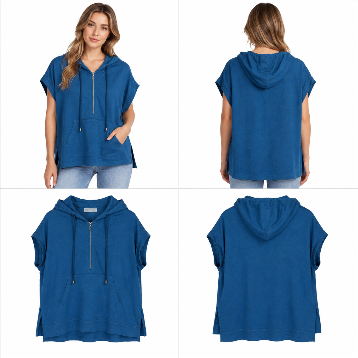 Vassalli Blue Merino Hooded Top (Size S/M)