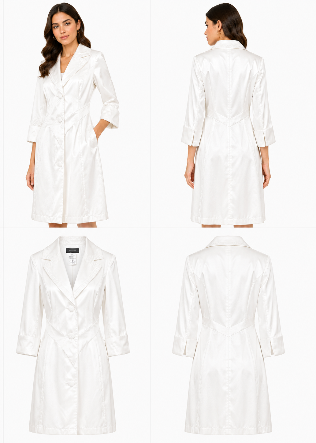 Jacqui E White Satin Jacket (Size 12)