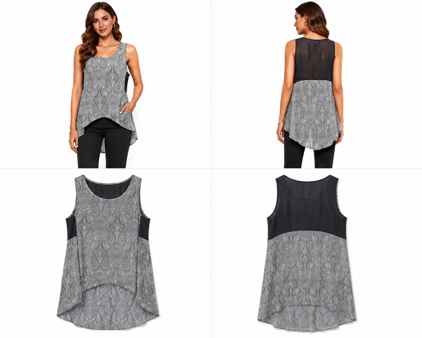 Obi New Zealand Paisley Hi-Low Singlet Top (Size XS)