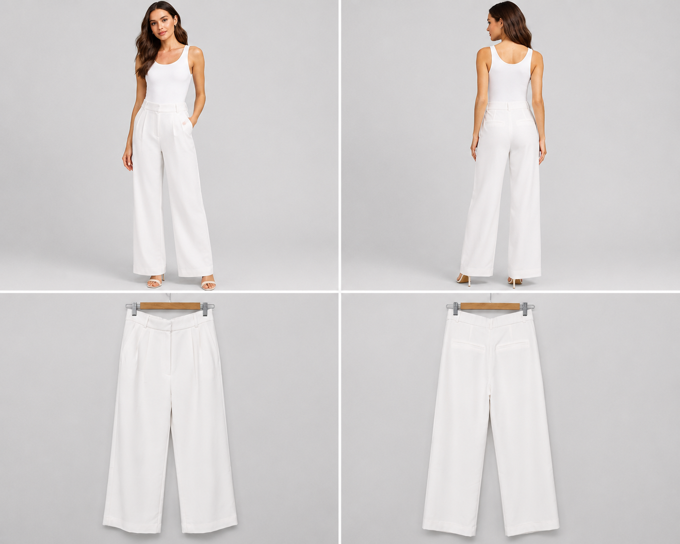 Abercrombie & Fitch Winter White Pleated Wide Leg Pants (Size 8)