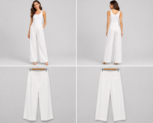 Abercrombie & Fitch Winter White Pleated Wide Leg Pants (Size 8)