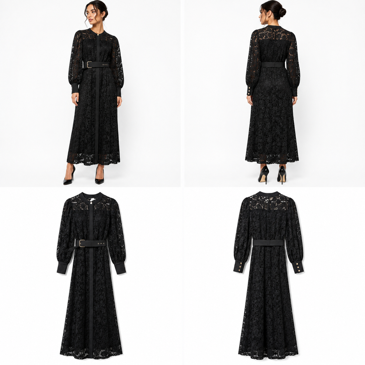 Decjuba Black Dress with Belt (Size 14)