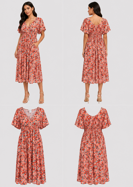 Seduce Apricot Floral Dress (Size 10)